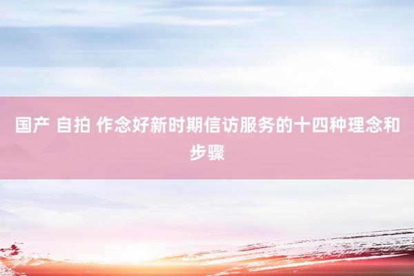 国产 自拍 作念好新时期信访服务的十四种理念和步骤