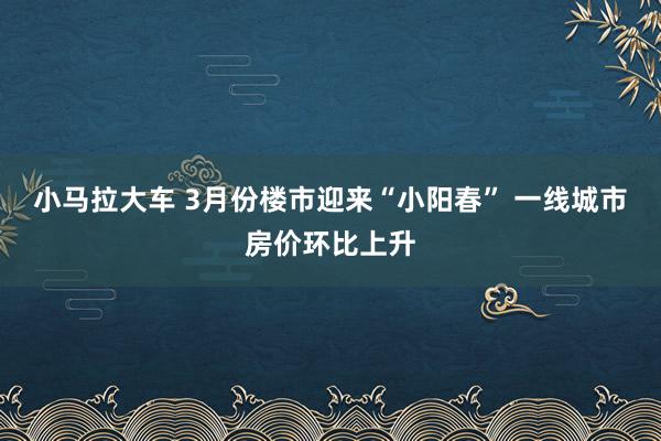 小马拉大车 3月份楼市迎来“小阳春” 一线城市房价环比上升
