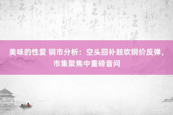 美味的性爱 铜市分析：空头回补鼓吹铜价反弹，市集聚焦中重磅音问