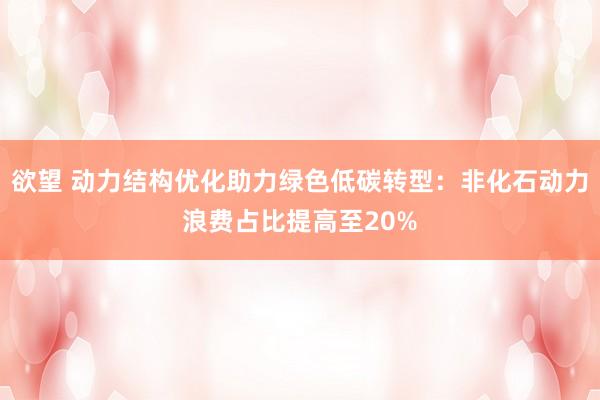 欲望 动力结构优化助力绿色低碳转型：非化石动力浪费占比提高至20%